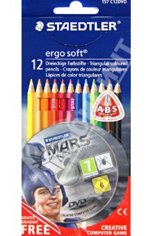 Цветни моливи Ergosoft 157, 12 цвята + DVD Mars
