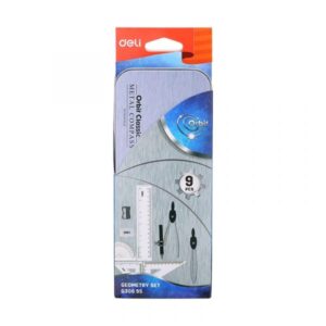 Комплект за чертане Deli Orbit EG30695, метална кутия, 9 части