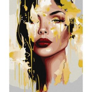 Рисуване по номера IDEYKA METALLIC, с подрамка, UNEARTHLY BEAUTY/Златна жена, 40x50 см
