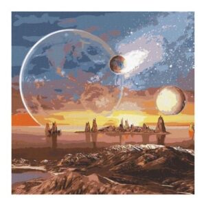 Рисуване по номера IDEYKA METALLIC, с подрамка, COSMIC DESERT/Космически пейзаж, 50х50 см