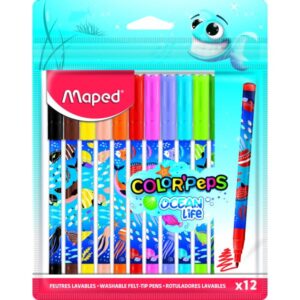 Комплект флумастери Maped Color Peps - Ocean Life, 12 цвята