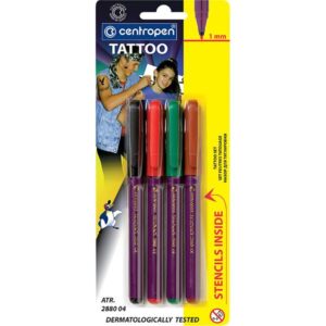 Маркери за татуировки Centropen 4 цв+ шаблони